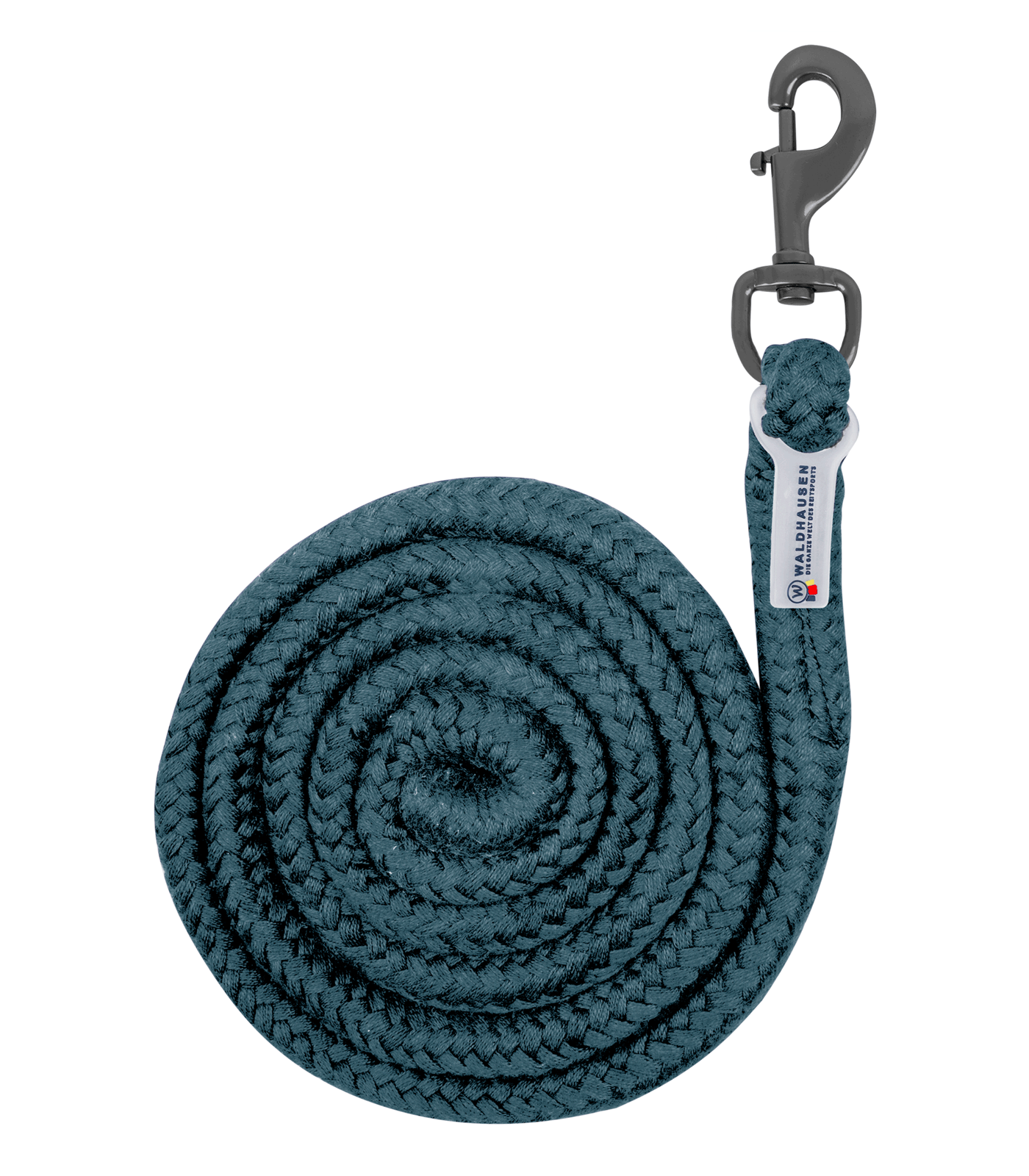 Anbindestrick Plus Karabiner, dunkle Beschläge petrolblau