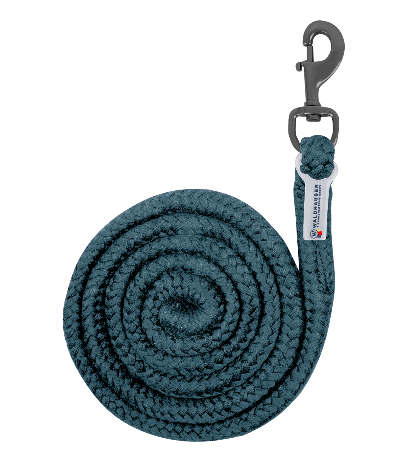 Anbindestrick Plus Karabiner, dunkle Beschläge petrolblau