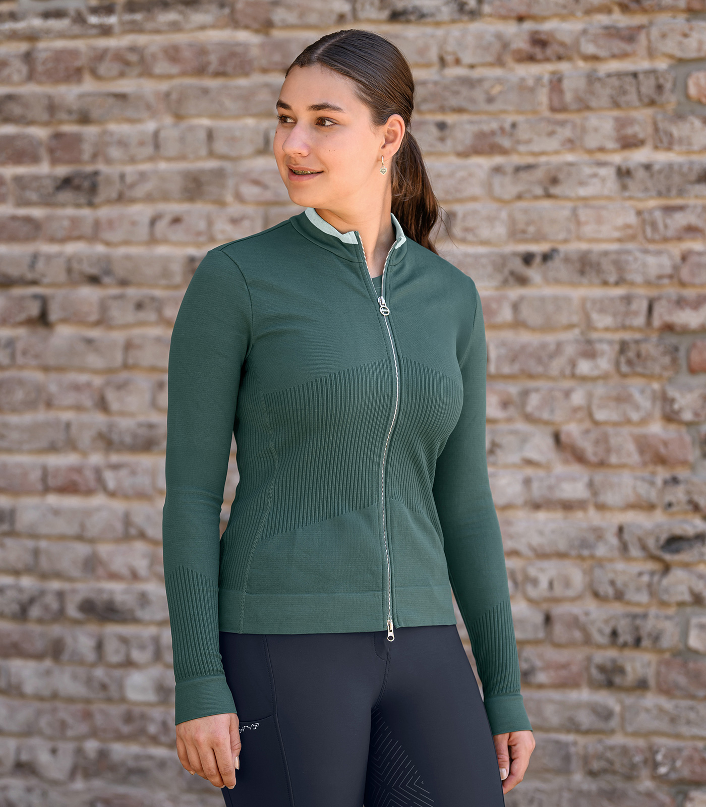 3D-Strick Funktionsjacke Stockholm piniengrün