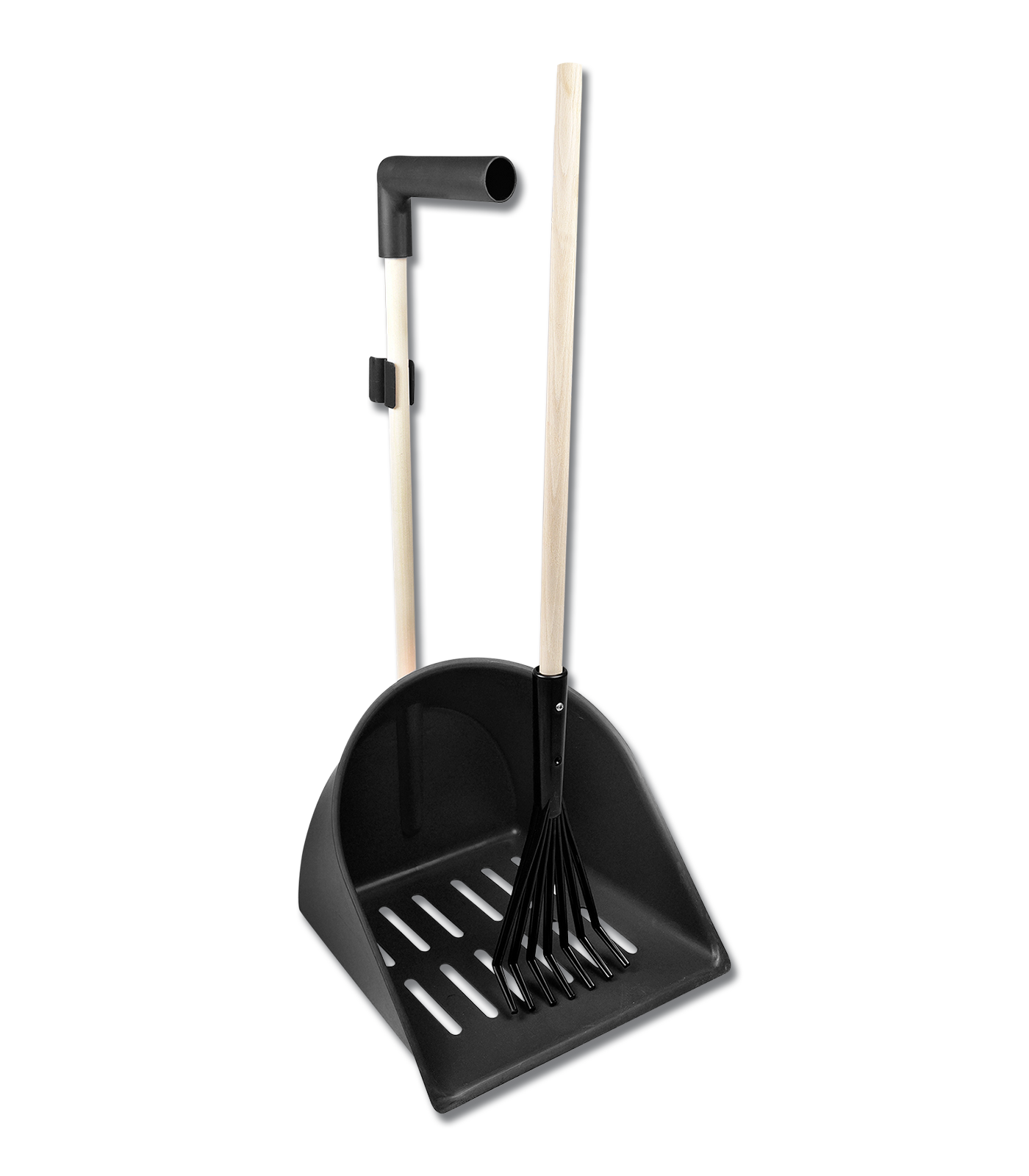 XL Shaker Manure Scoop with rake black