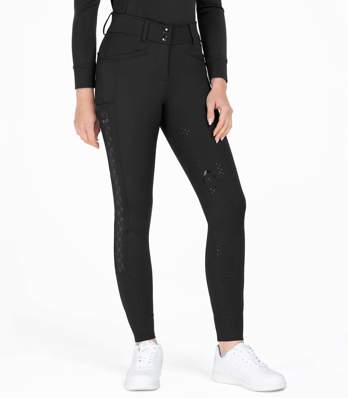 Reflektierende Reithose schwarz