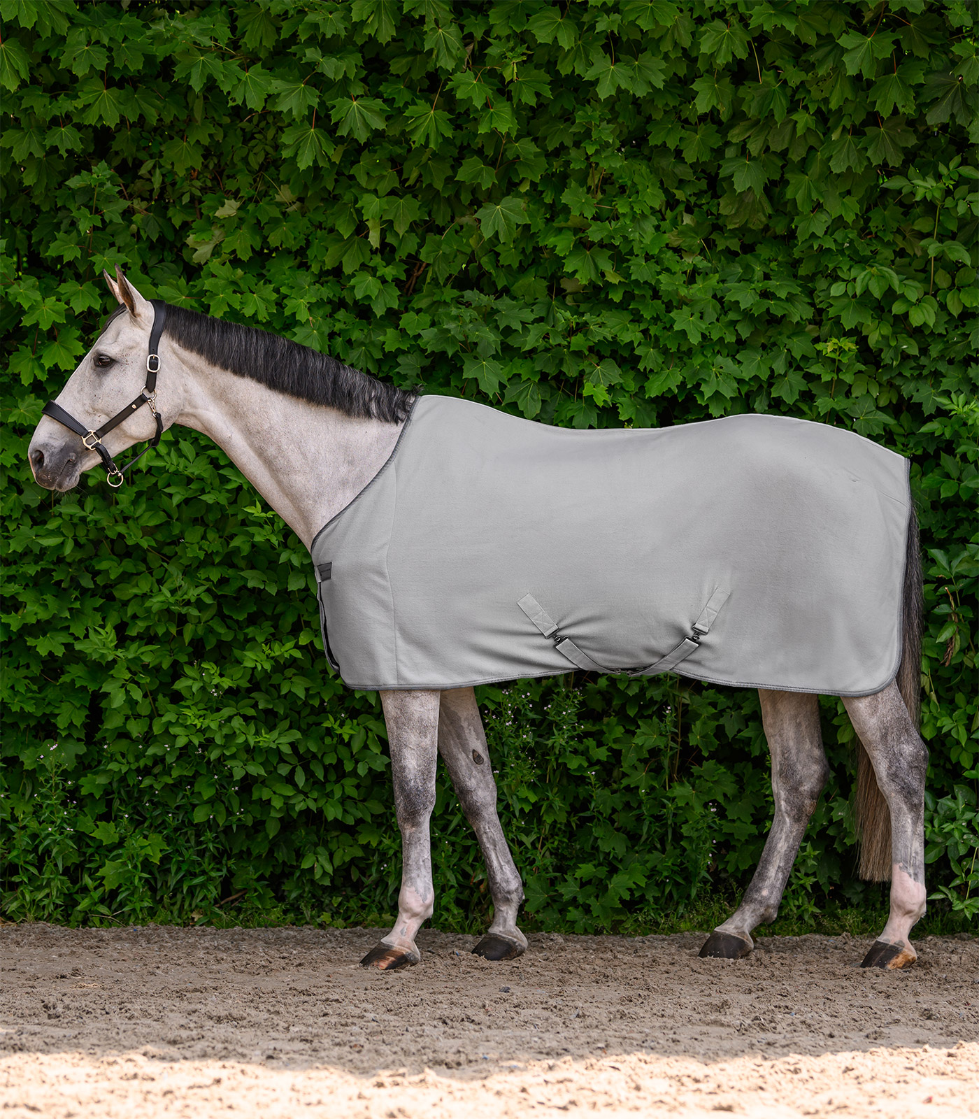 ECONOMIC Fleecedecke mit Kreuzgurten silbergrau