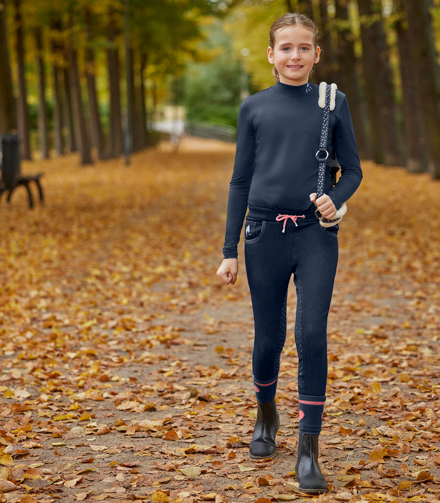 Leggings effetto jeans da equitazione Lucky Lia, bambina