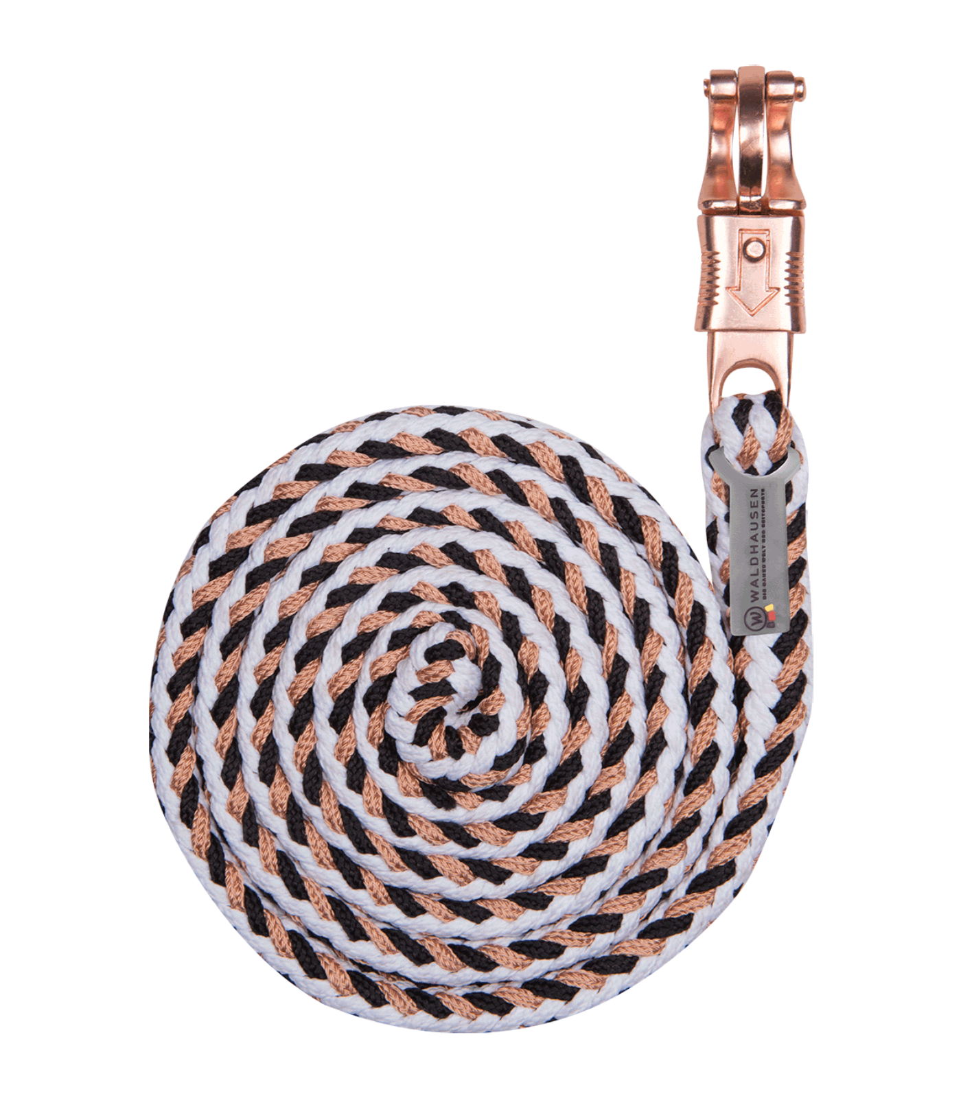 Shine lead rope - panic hook black/white/rose gold
