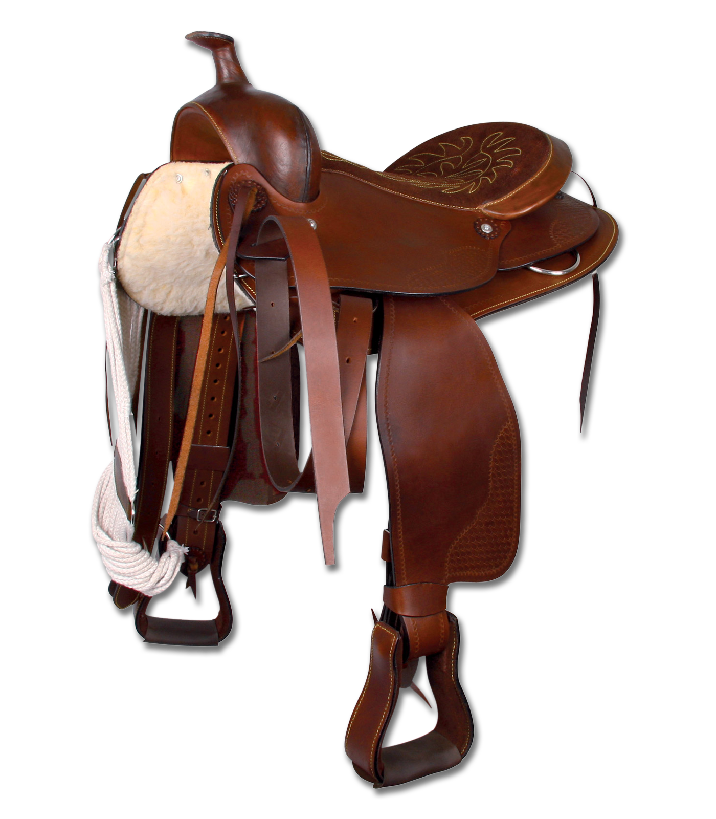 Sella Western per cavalli grandi, sintetica, marrone, 40 cm