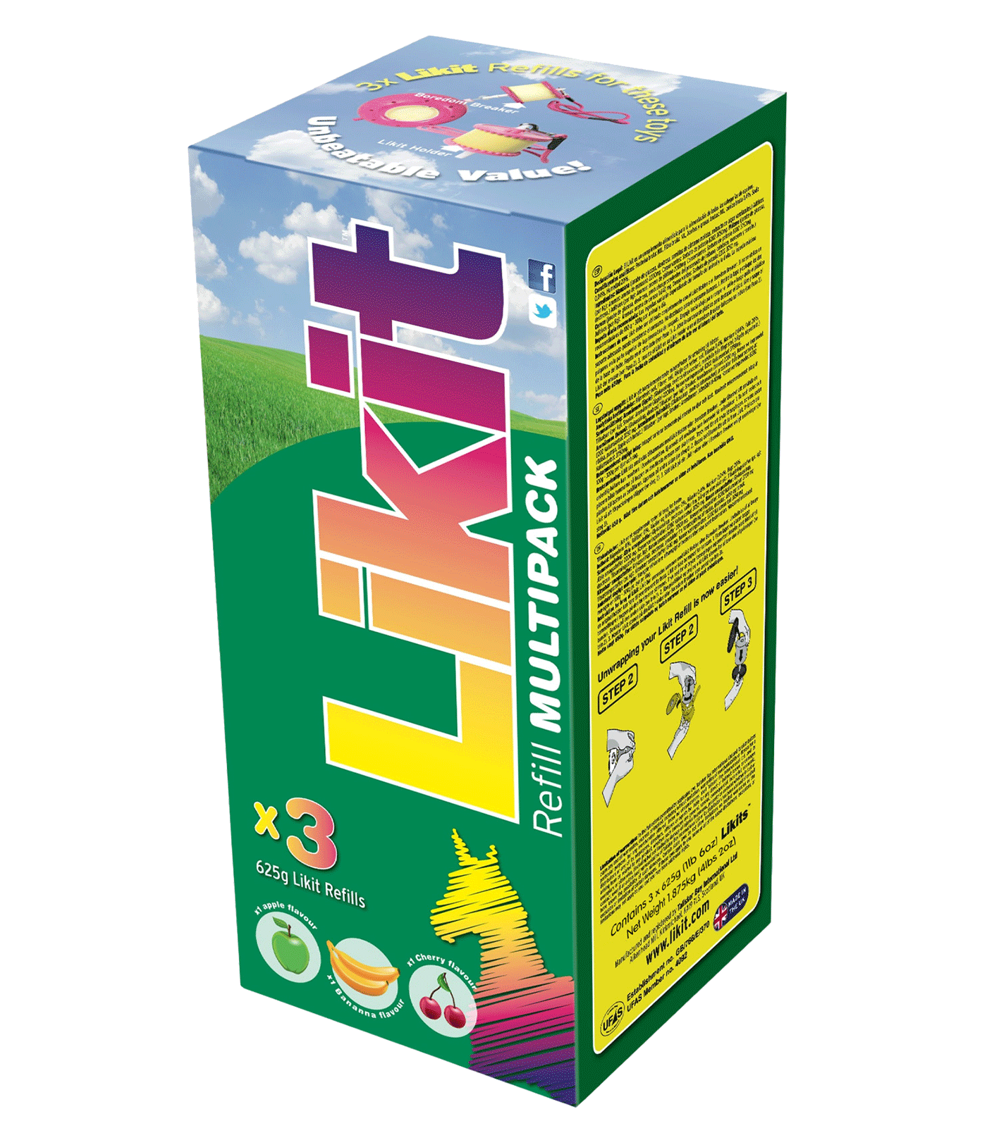 Sada lizů pro koně Likit, 3 × 625 g