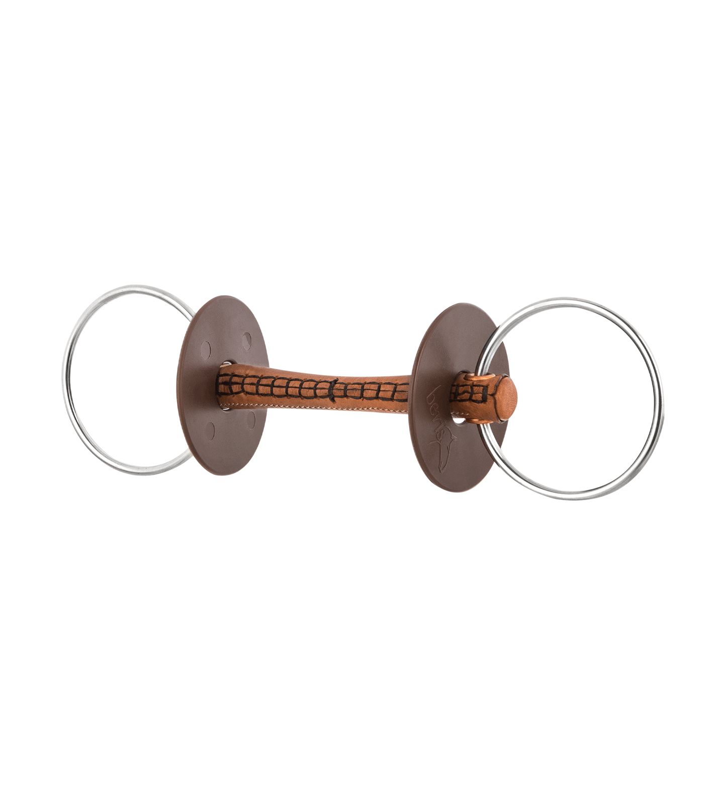 Filetto ad anelli beris con imboccatura ricoperta in cuoio, anello 7,5cm