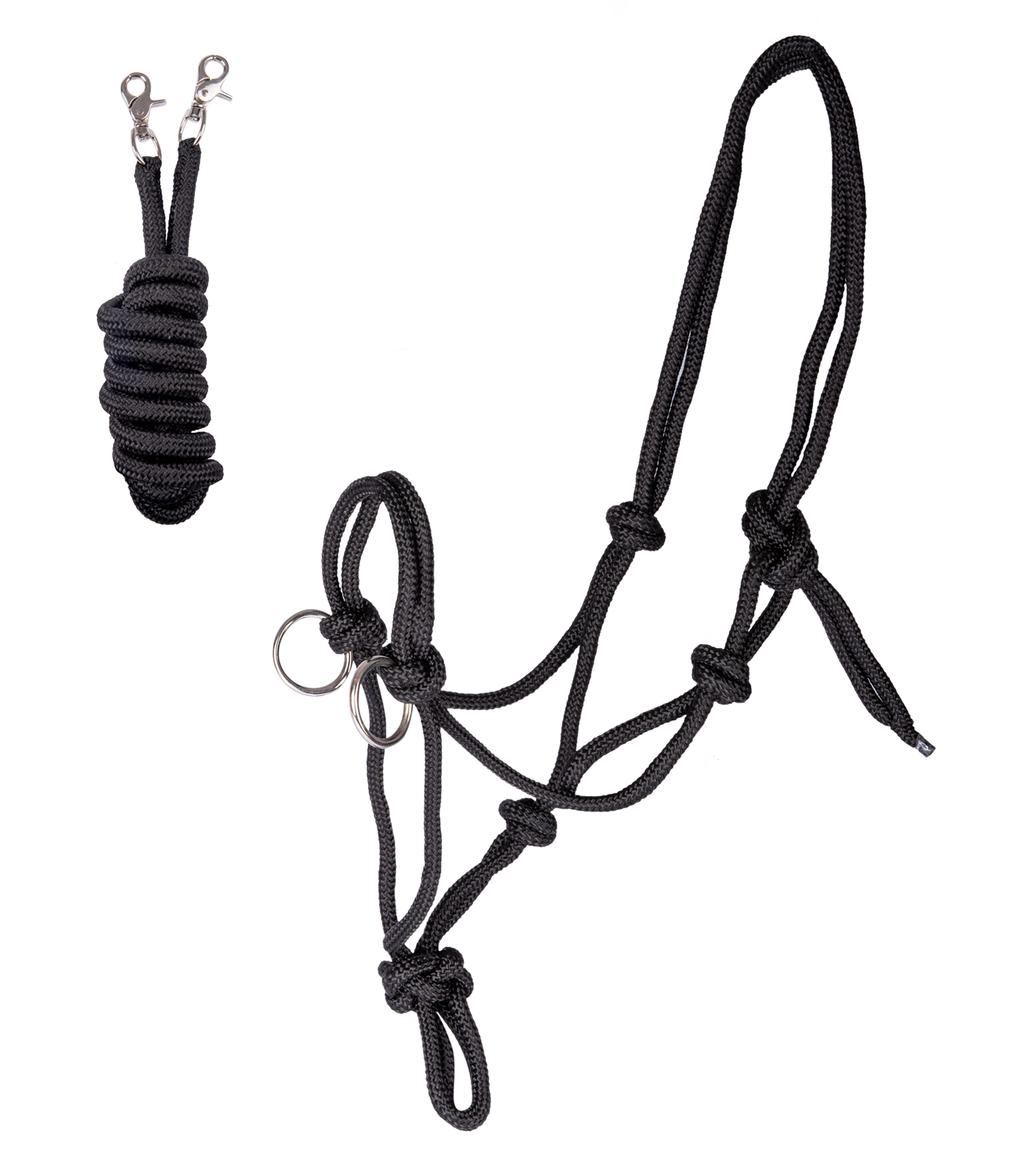 Knotted Halter with reins black