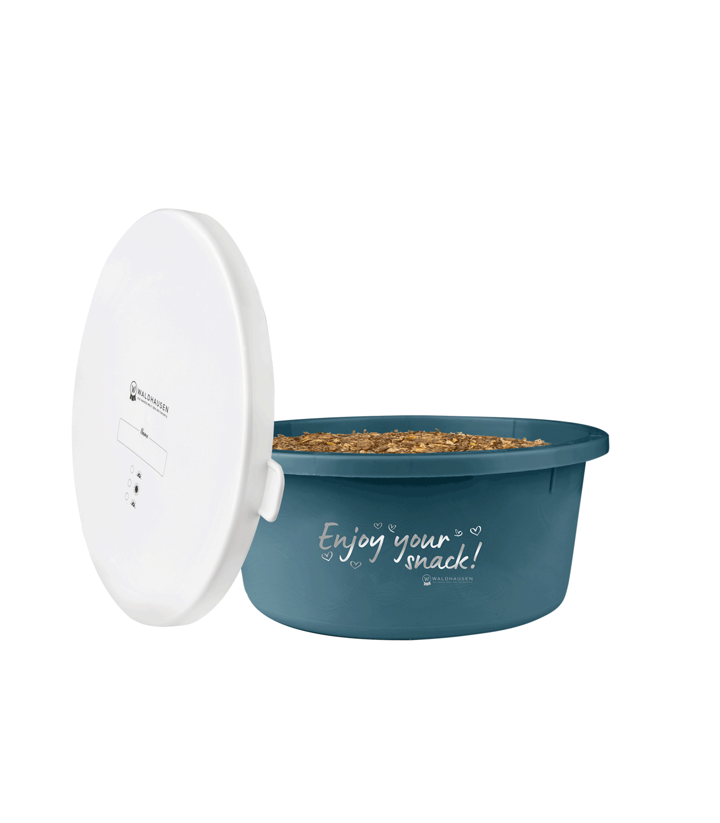 Small feeding bowl with lid petrol blue