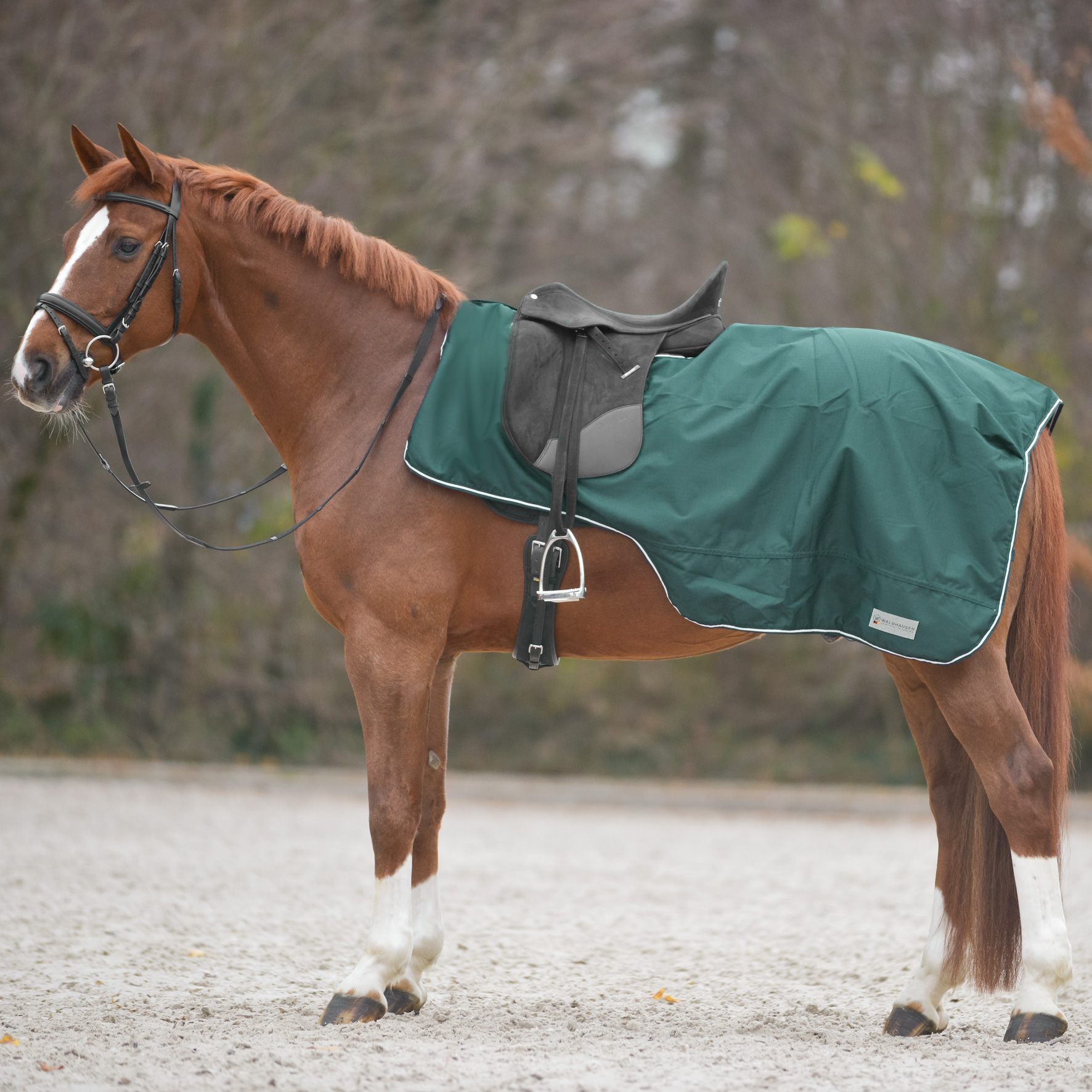 COMFORT Manta para lluvia con abertura para la silla de montar verde abeto