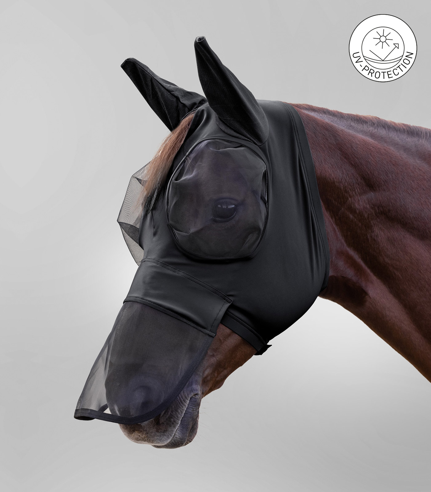 Fliegenmaske Puck mit Nasenschutz schwarz