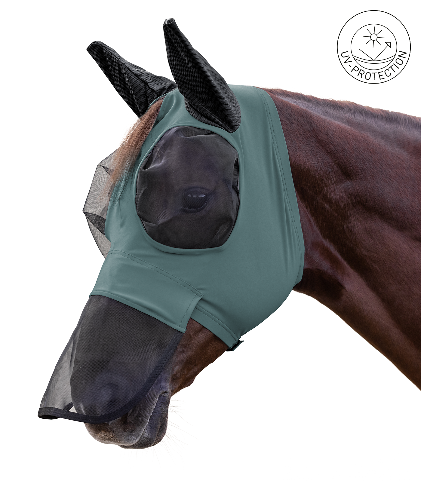 Máscara antimoscas Puck Fly con protección nasal pino verde