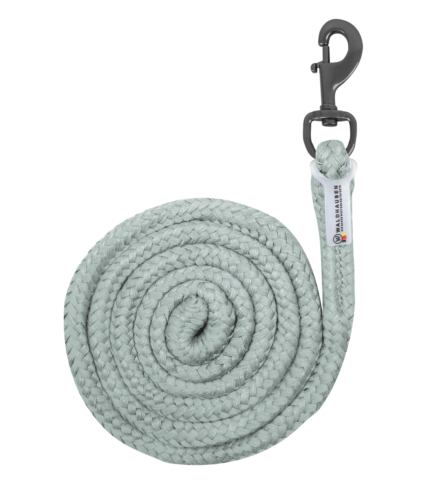 Anbindestrick Plus Karabiner, dunkle Beschläge silberblau