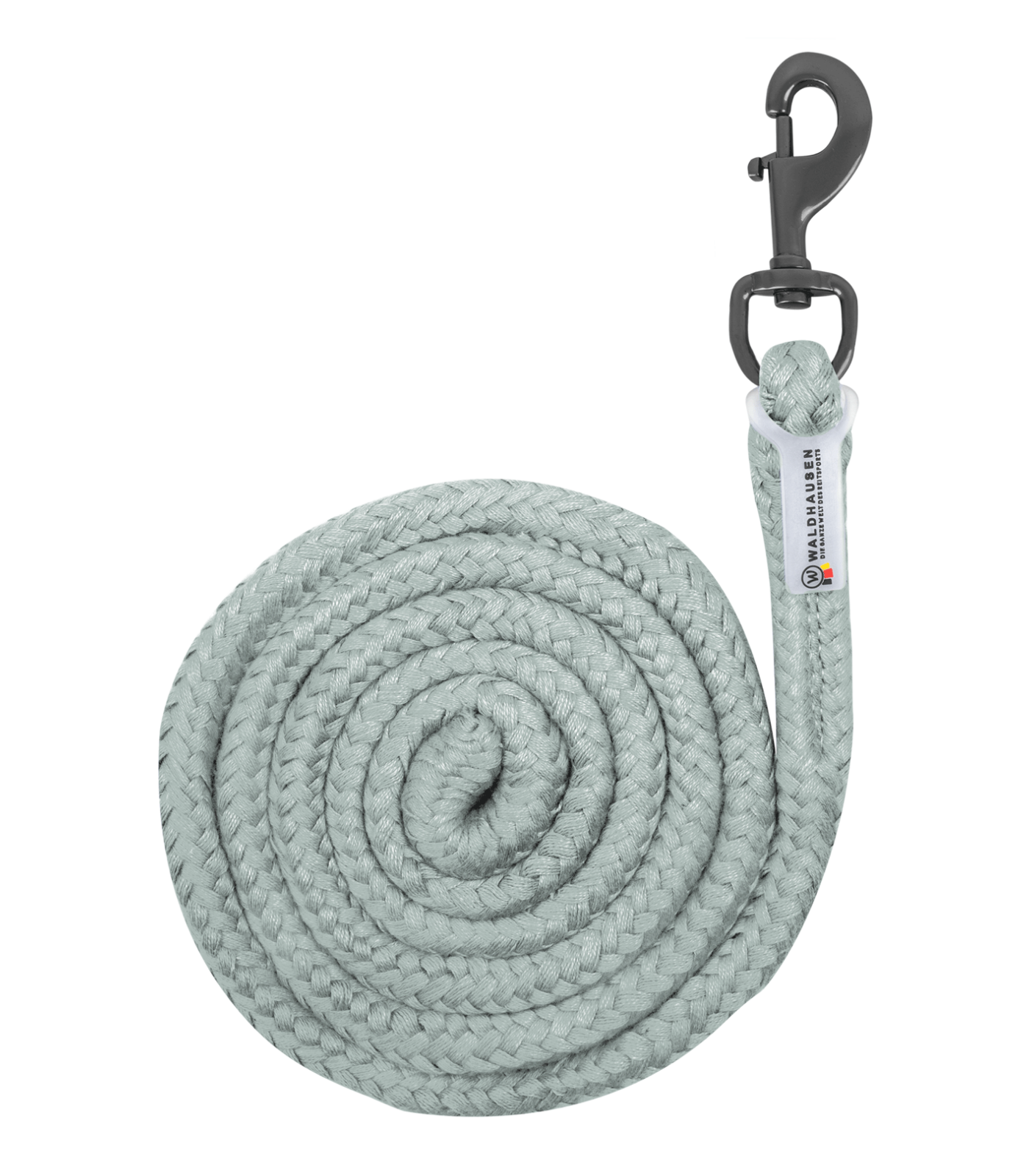 Anbindestrick Plus Karabiner, dunkle Beschläge silberblau