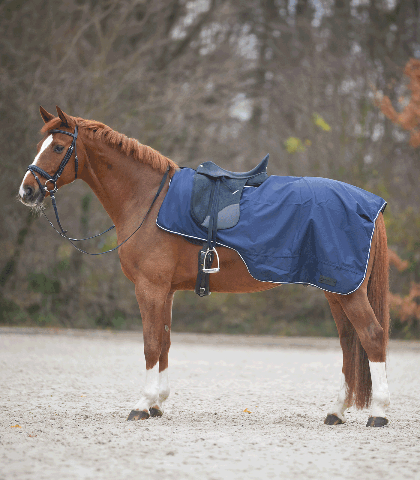 Couverture de pluie COMFORT avec découpe de selle bleu nocturne