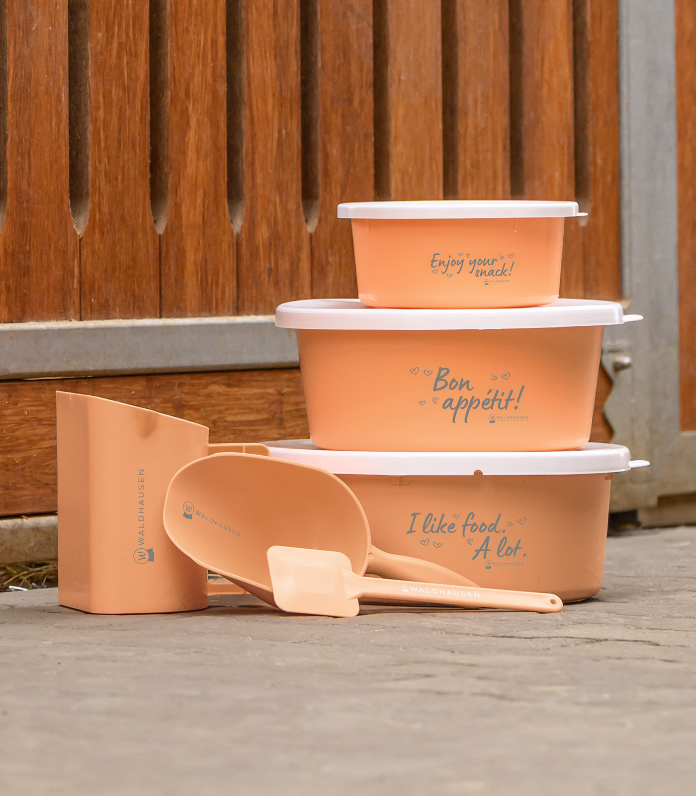 Feeding bowl with lid peach