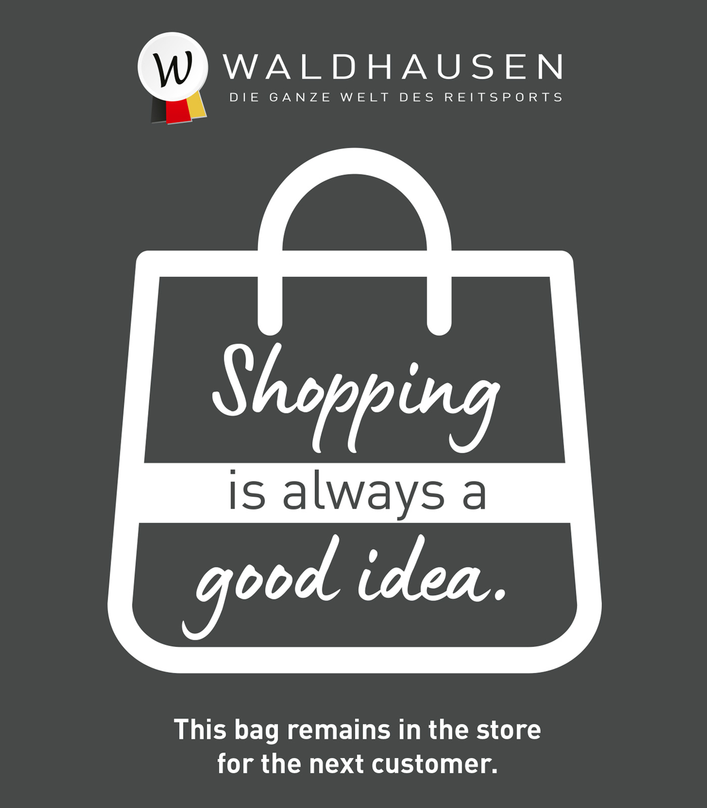 Shopping Bag Aufkleber DIN A5, englisch