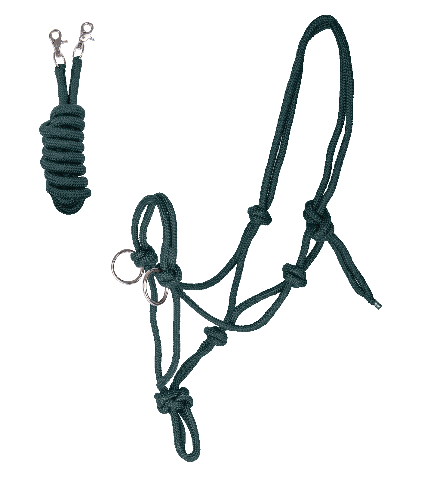 Knotted Halter with reins fir green