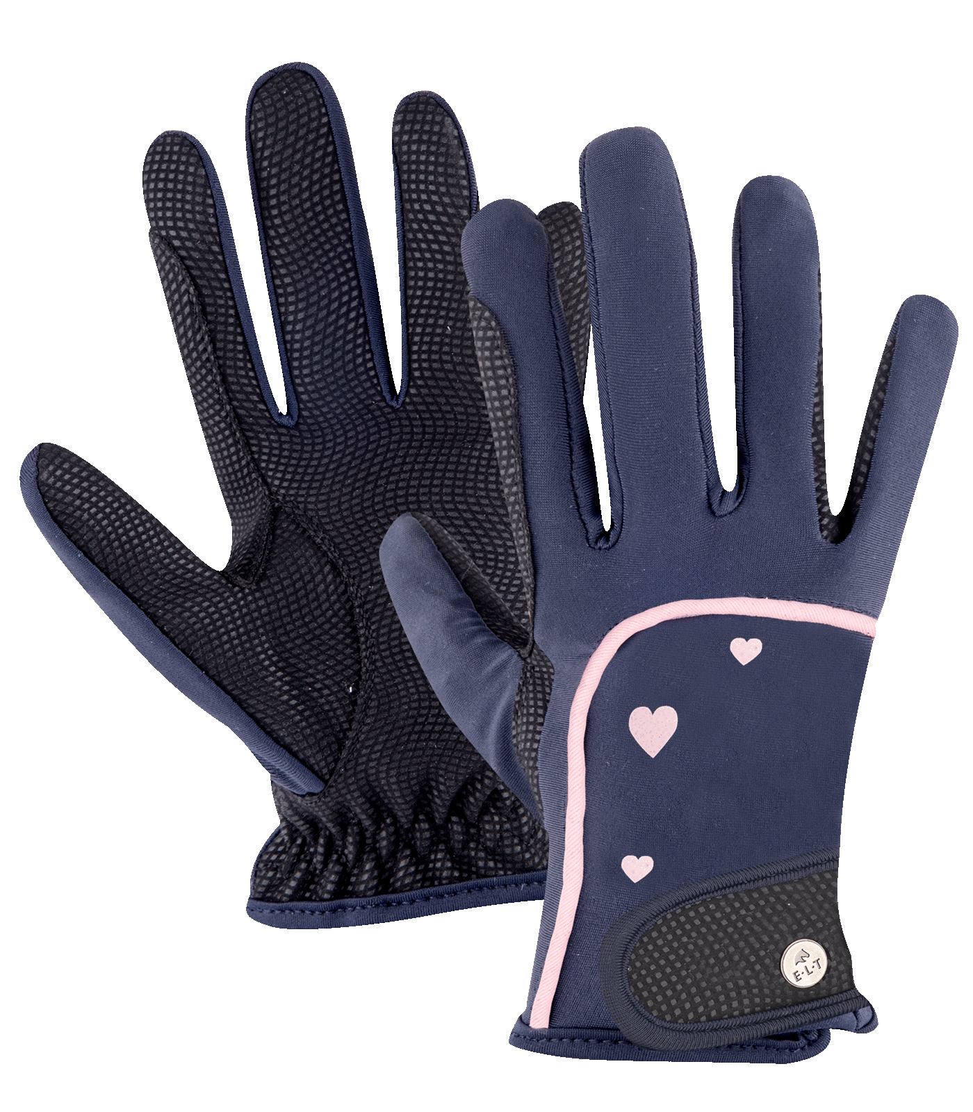 Gants d’équitation Metropolitan Heart, pour enfants bleu nocturne/Lucky Heart