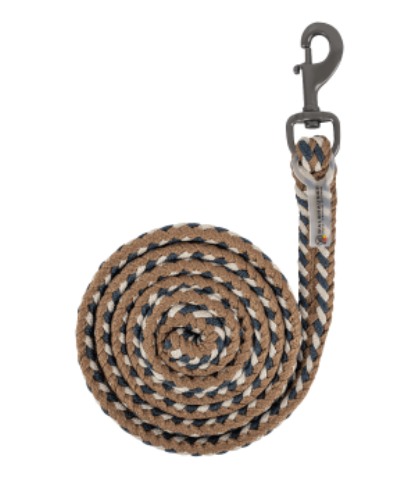 Anbindestrick Plus Karabiner, dunkle Beschläge nachtblau/beige/cappuccino