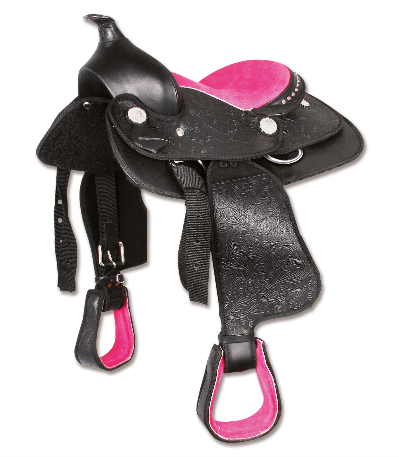 Synthetik Westernsattel Think Pink, schwarz/pink, 12"/30 cm