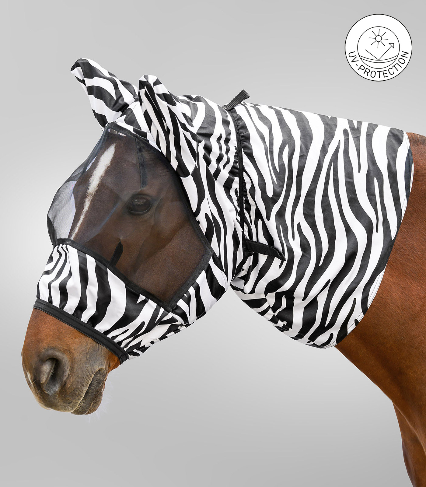 QHP vliegendeken nek met masker - Zebra online kopen QHP vliegendeken nek met masker - Zebra online kopen