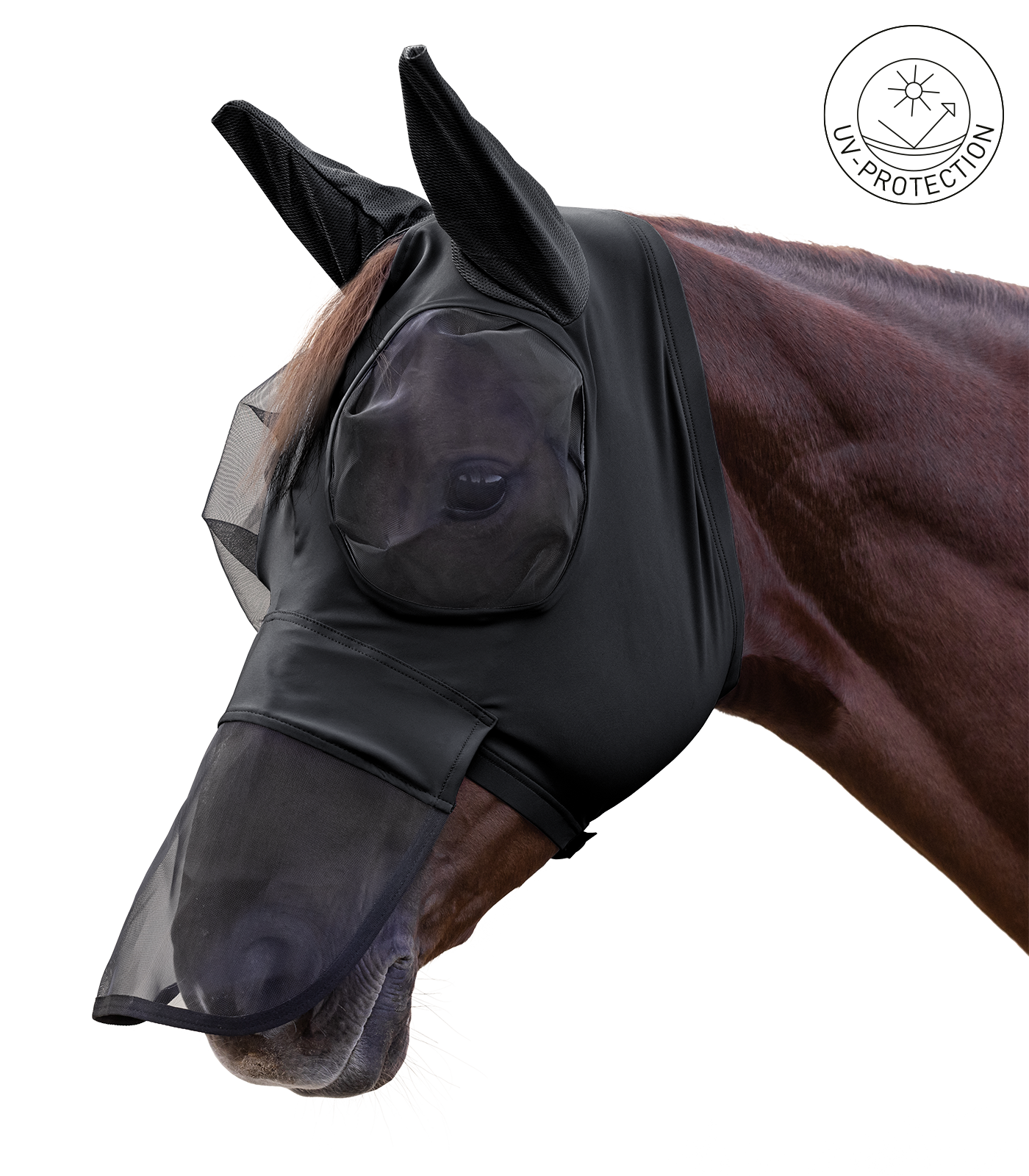 Máscara antimoscas Puck Fly con protección nasal negro