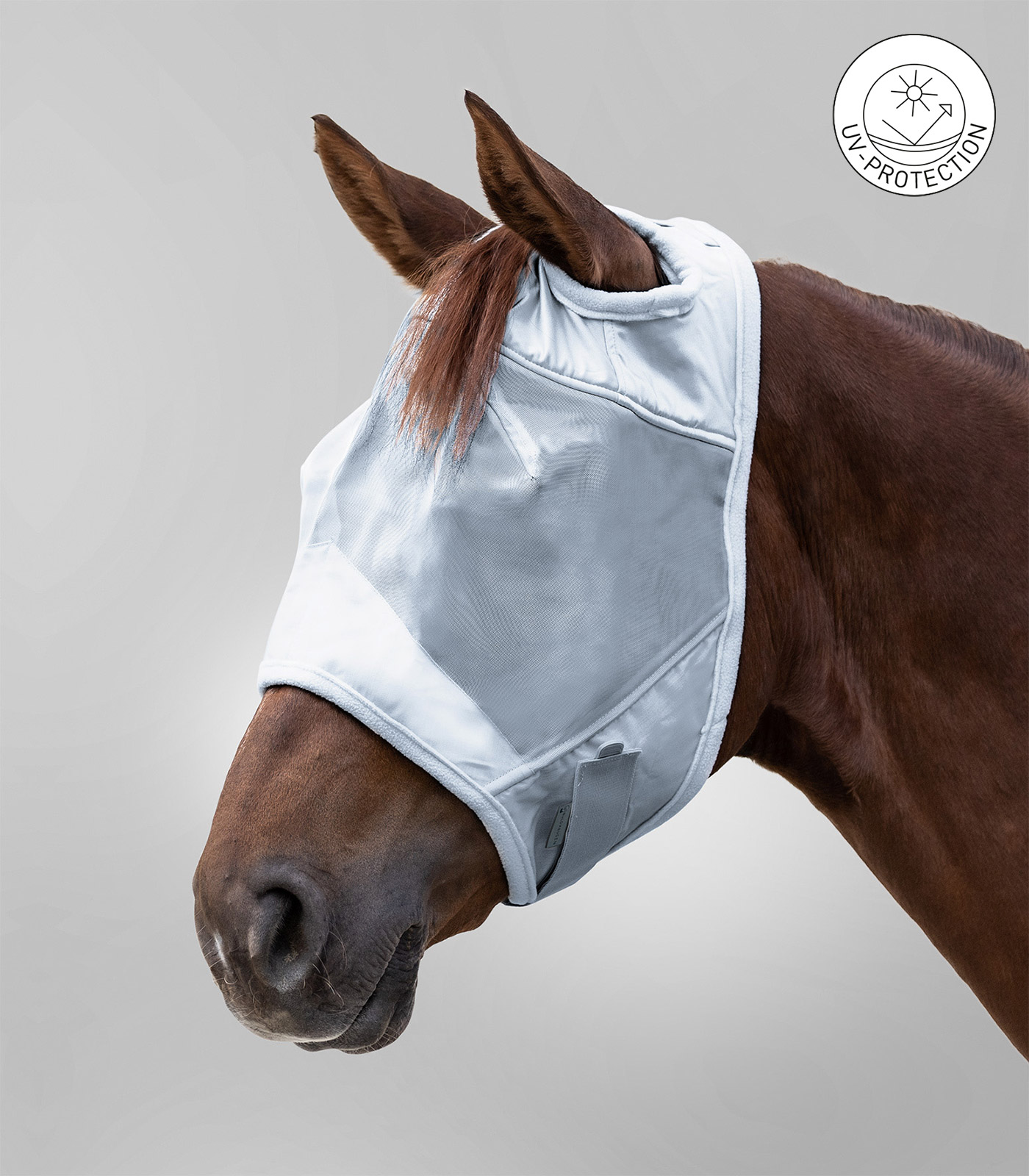 PREMIUM Fly mask without ear protection silver grey