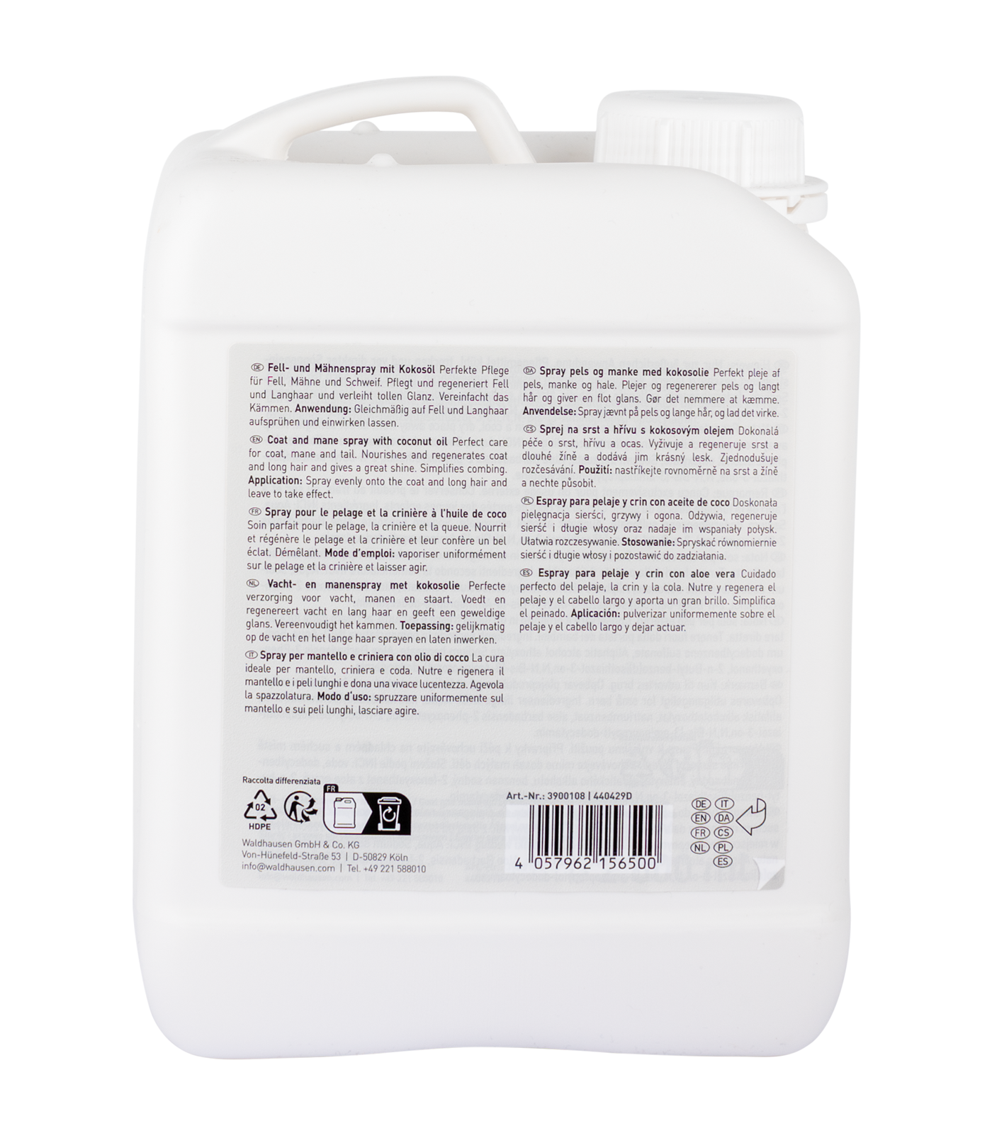 Spray per mantello e criniera con olio di cocco, 2500 ml