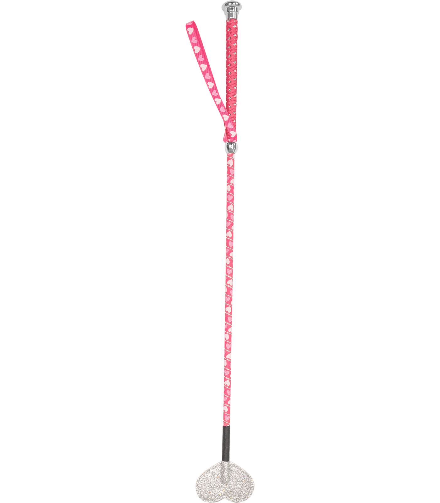 Children"s riding crop with hearts and heart-shaped slapper pink