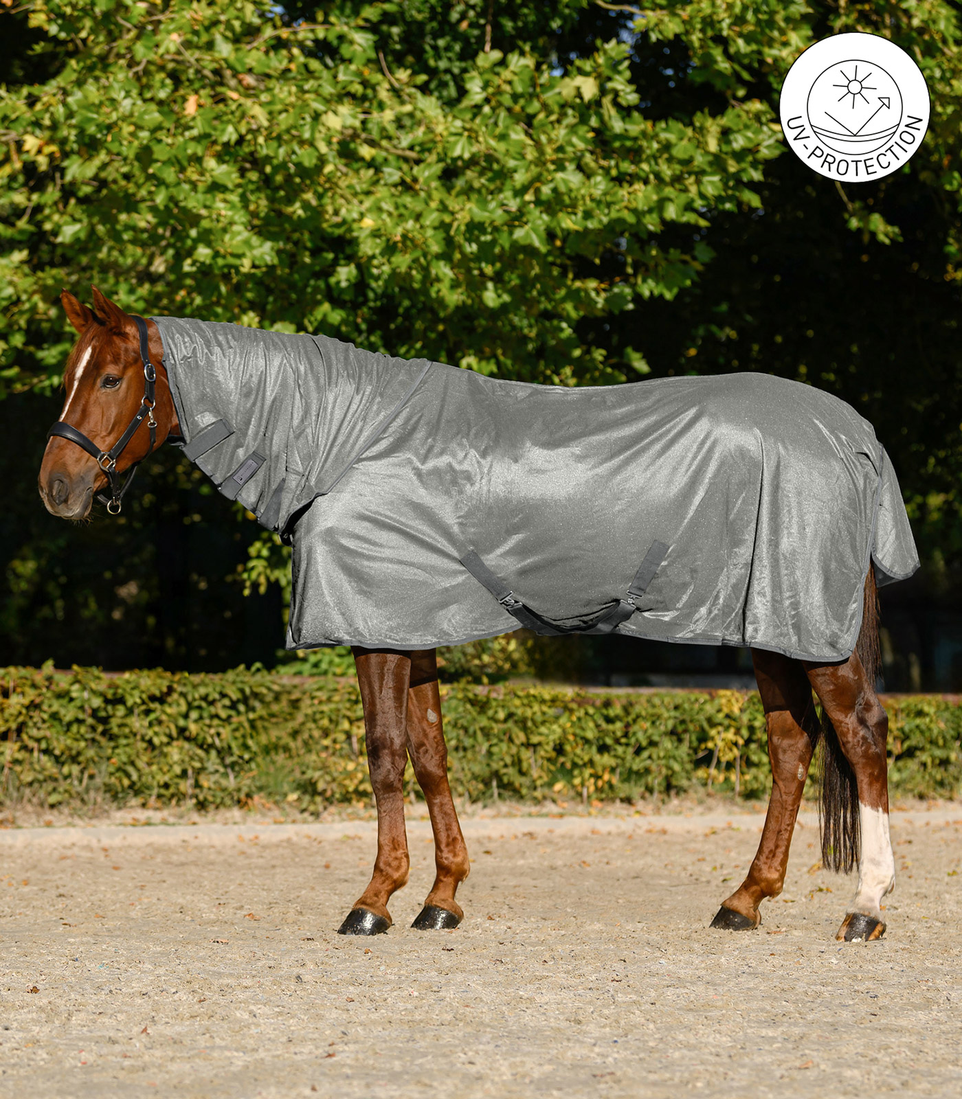 Fly rug FlyControl with neck part silver grey