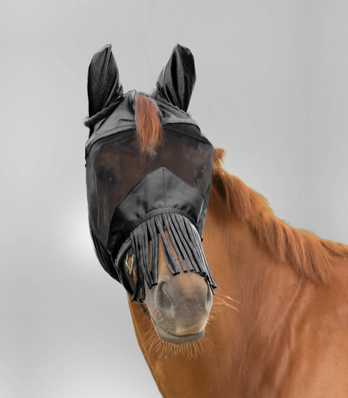 PREMIUM Fly Mask with ear protection and nose fringe