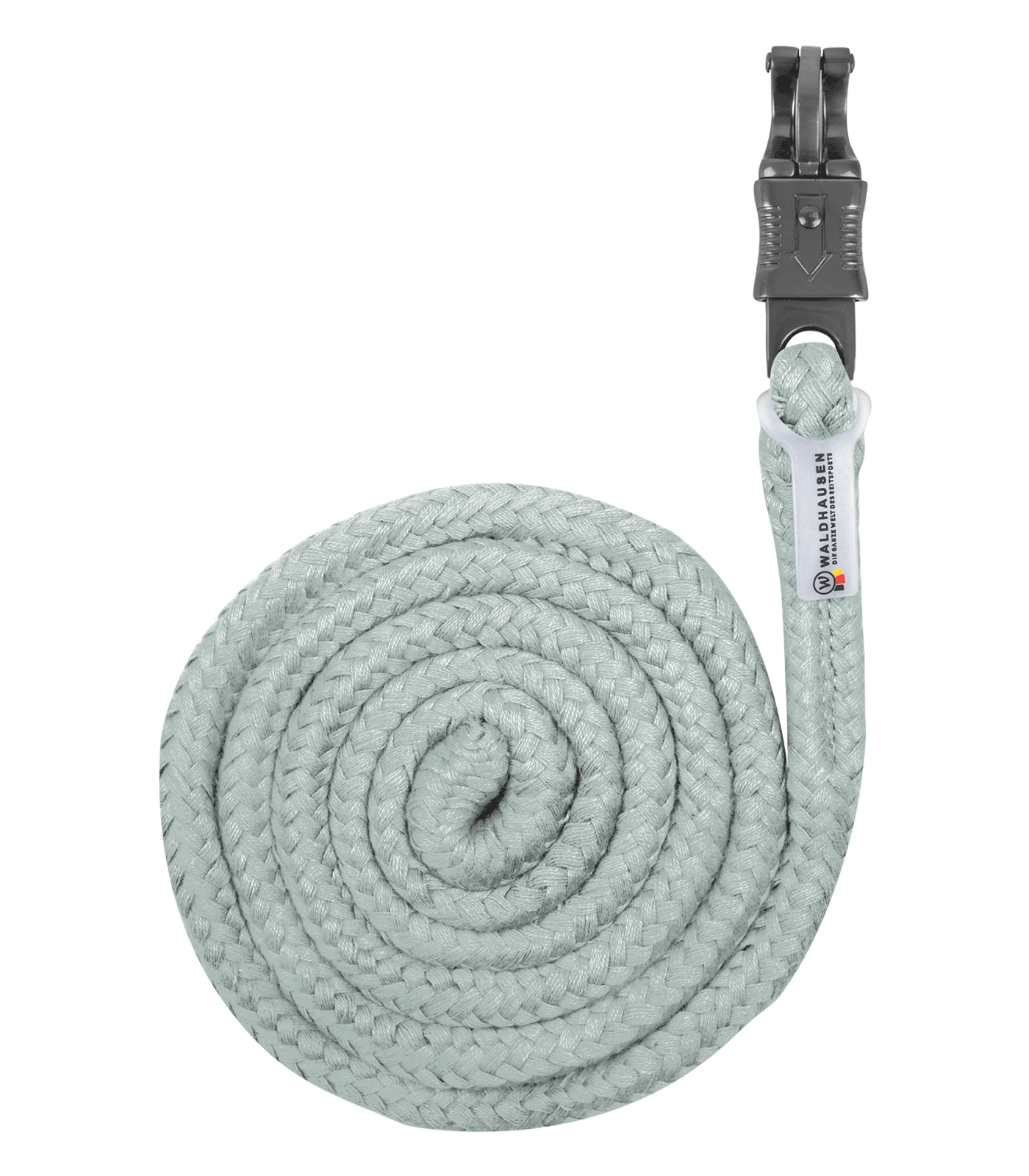 Anbindestrick Plus, Panikhaken, dunkle Beschläge silberblau