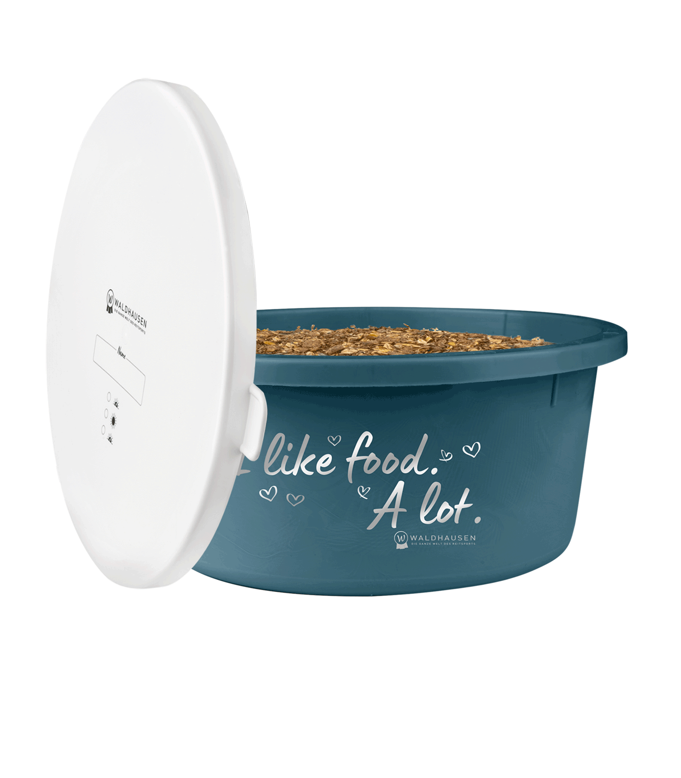 XL feeding bowl with lid petrol blue