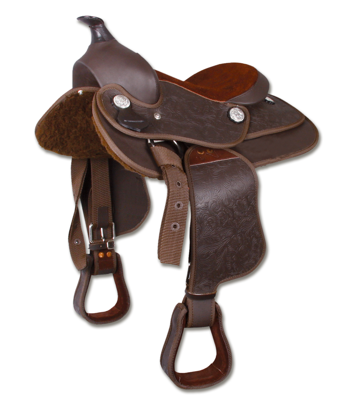 Selle western synthétique pour poney, marron marron