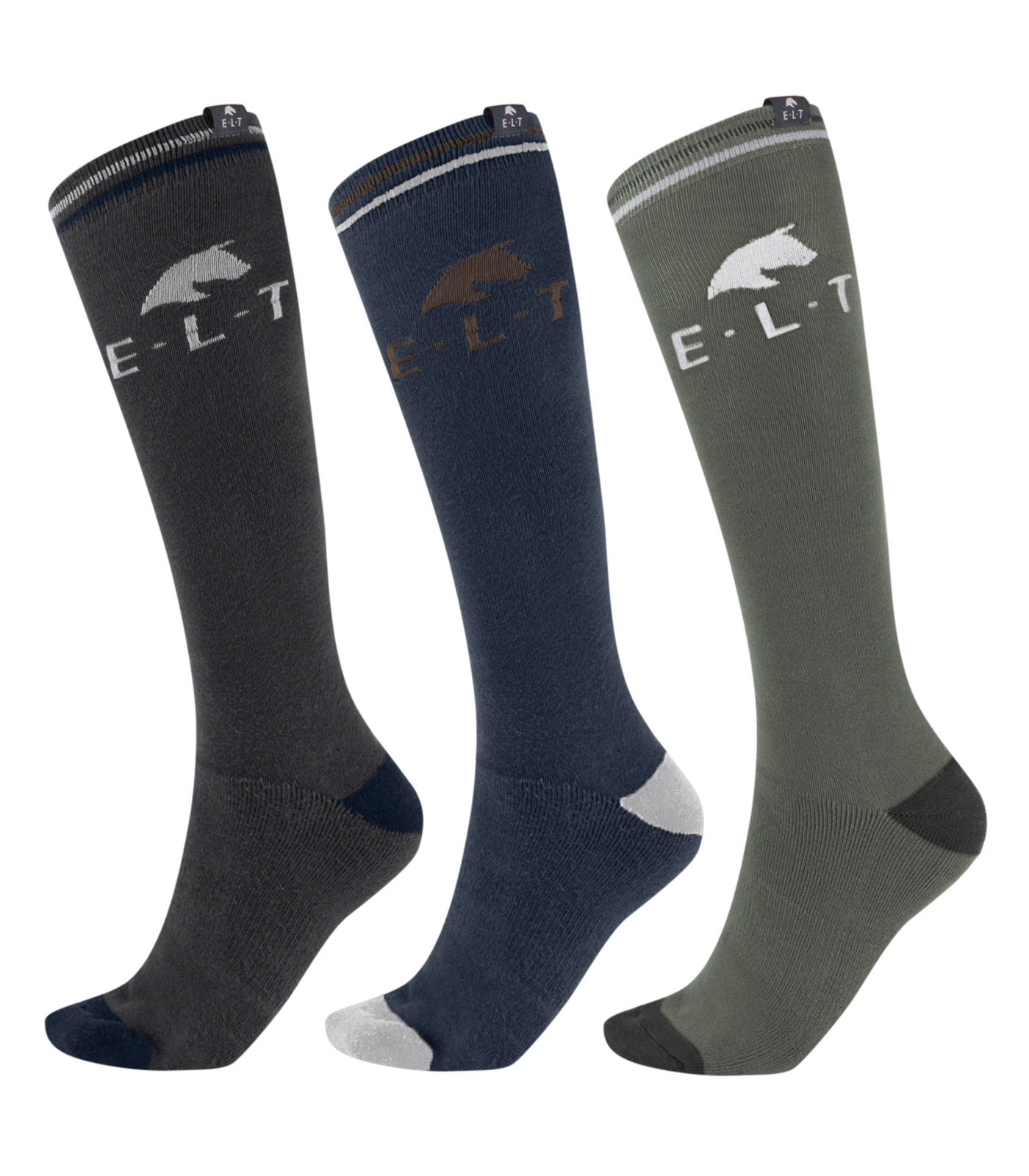 Chaussettes d’équitation Horse asphalte/bleu nocturne/kaki