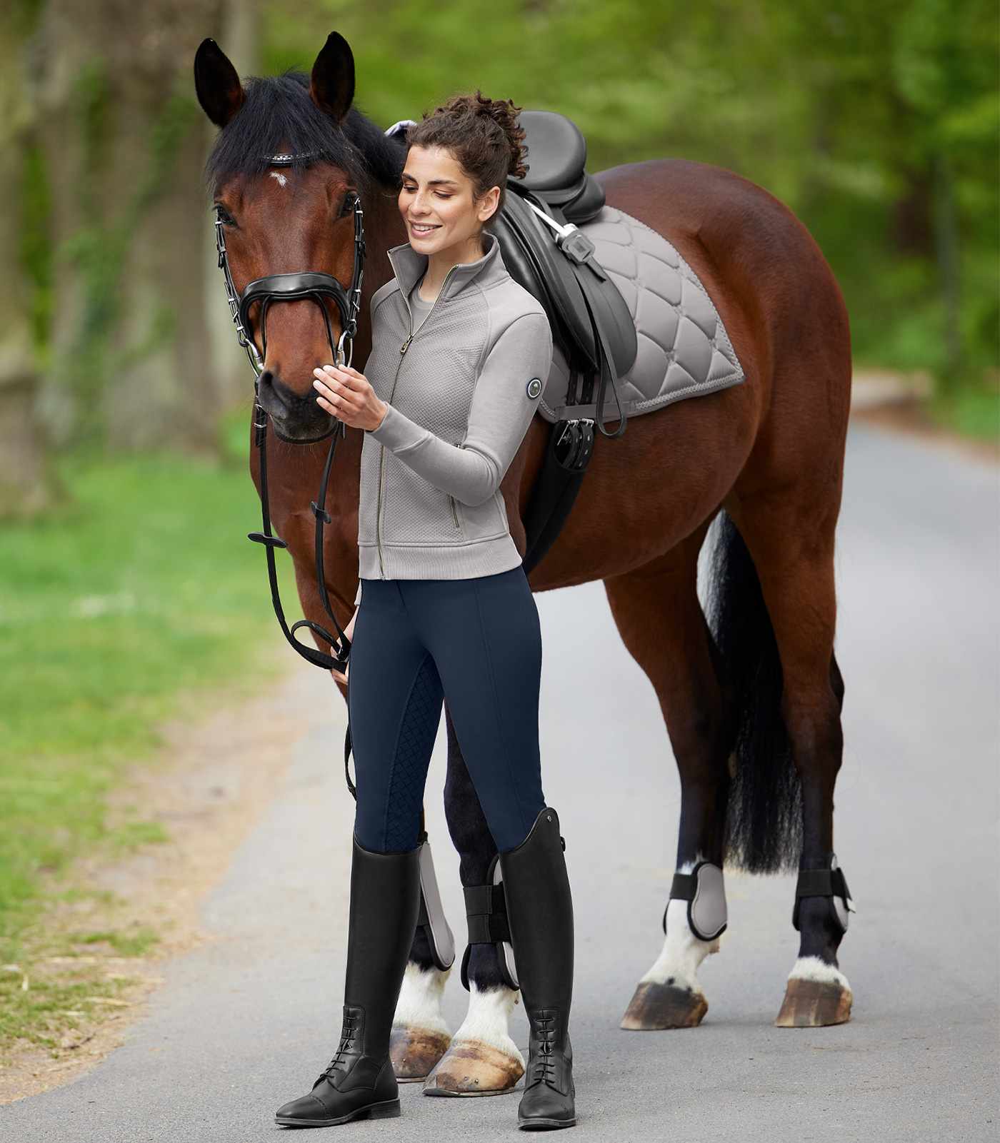 Pantaloni da equitazione Micro Sport, con inserto in silicone, vita alta