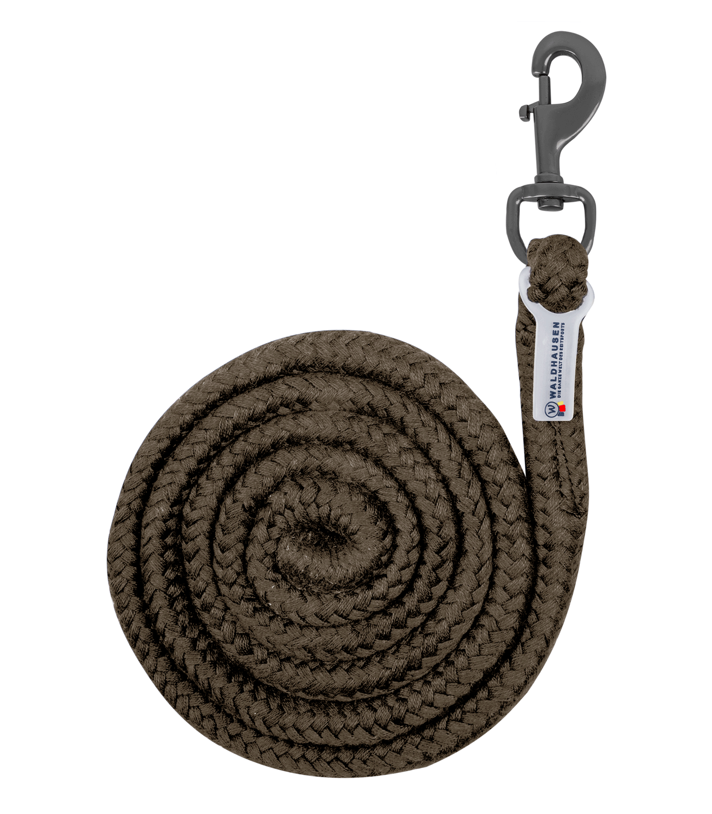 Anbindestrick Plus Karabiner, dunkle Beschläge grünbraun