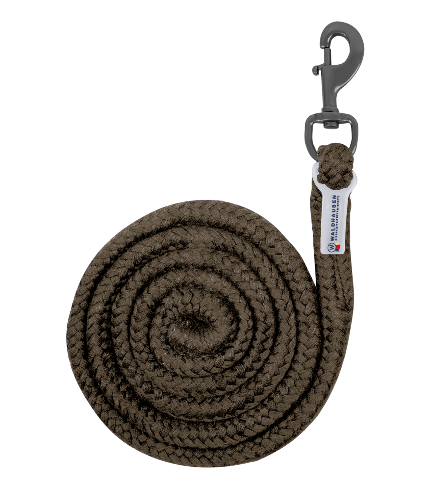 Anbindestrick Plus Karabiner, dunkle Beschläge grünbraun