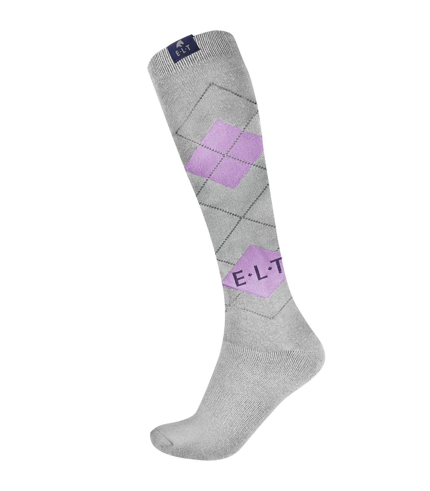 Reitsocken Karo steingrau/candy