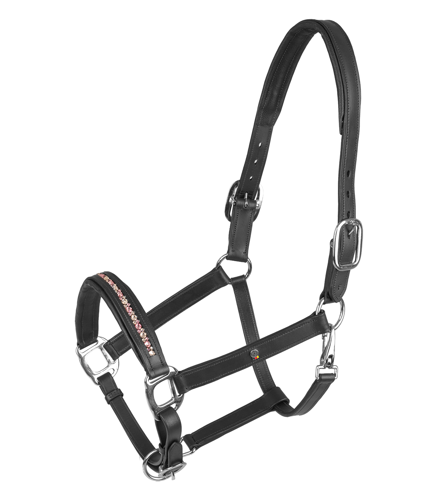 Cabestro de cuero X-Line Crystal de Waldhausen negro/malva/caramelo