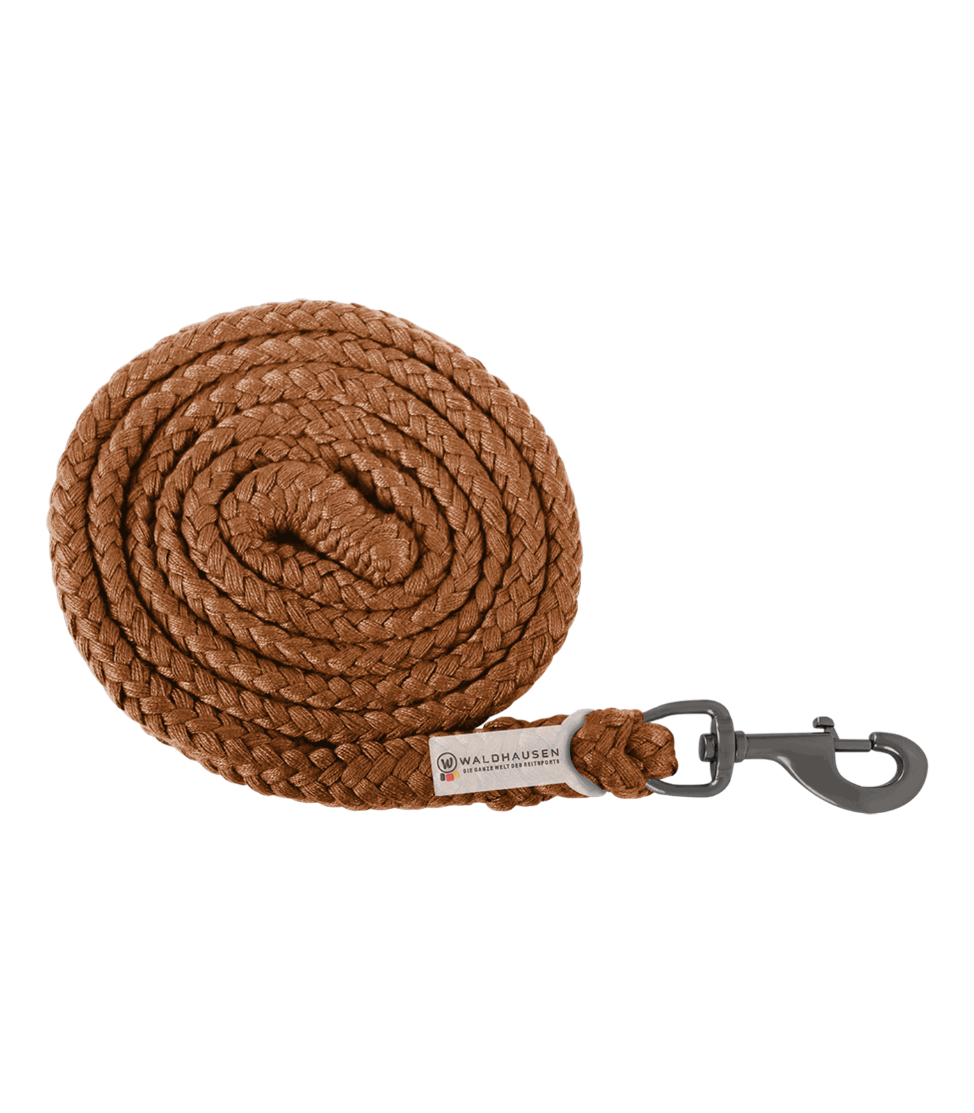 Anbindestrick Plus Karabiner, dunkle Beschläge zimt