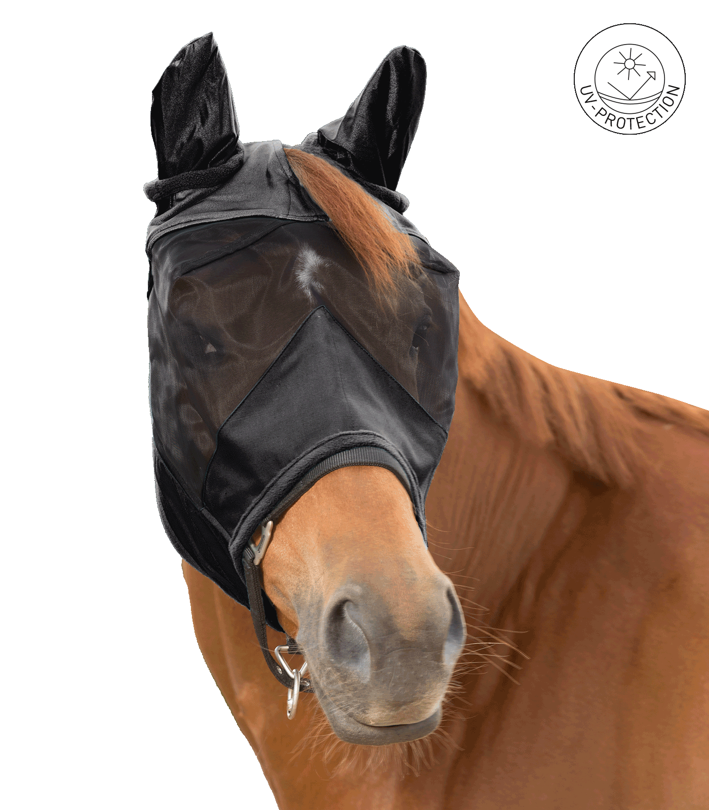 PREMIUM Fliegenmaske mit Ohrenschutz schwarz