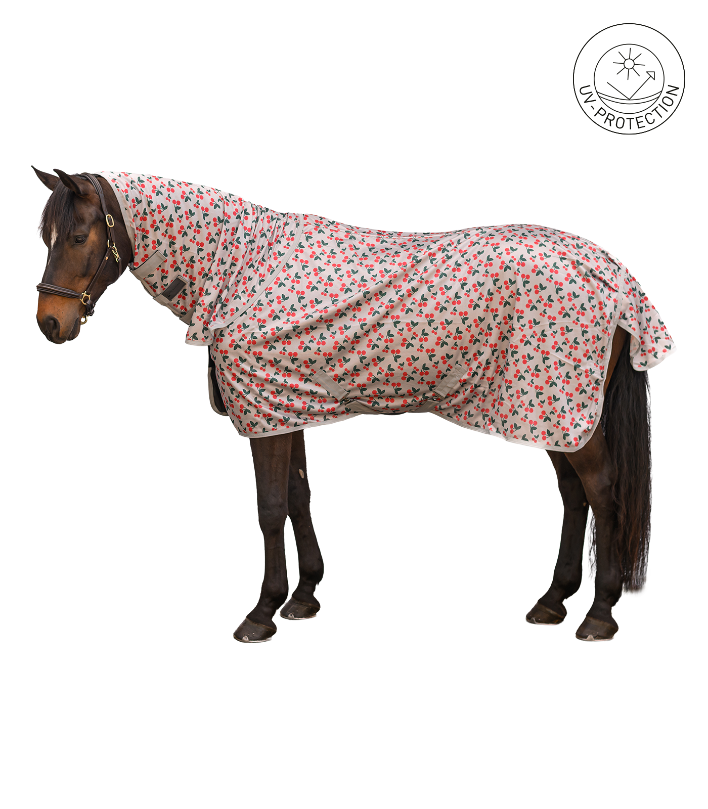 Manta con mosquitero Cherry con protector de cuello rojo cereza