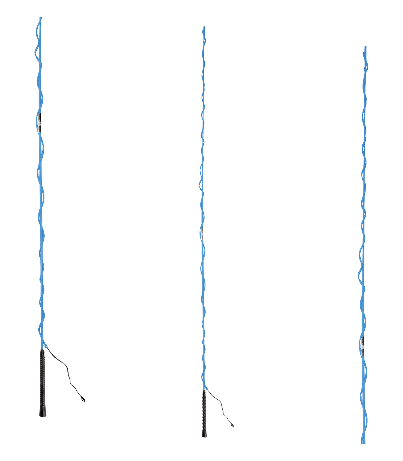 Nylonbespannte Longierpeitsche mit Kunststoffgriff, zerlegbar ohne Ring azurblau