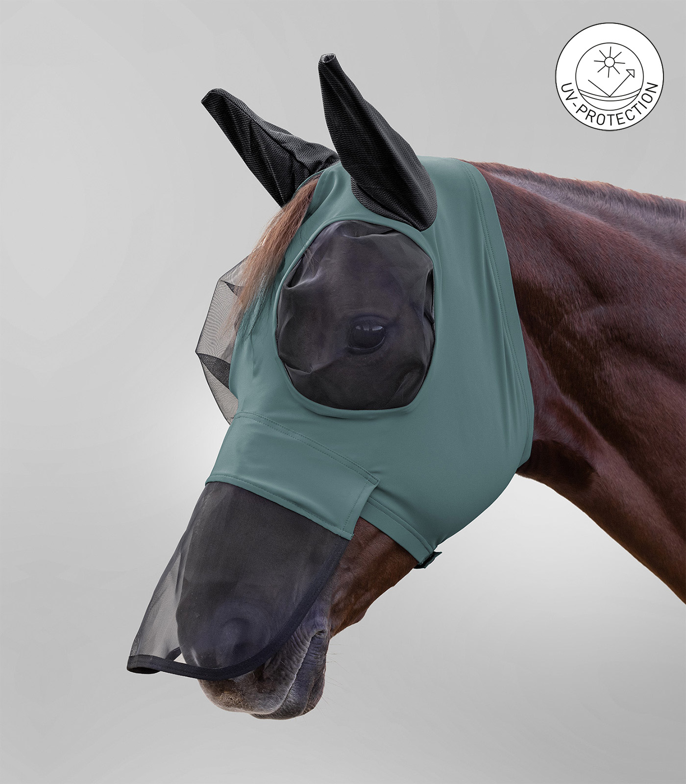 Masque anti-mouches Puck avec protection nasale vert pin