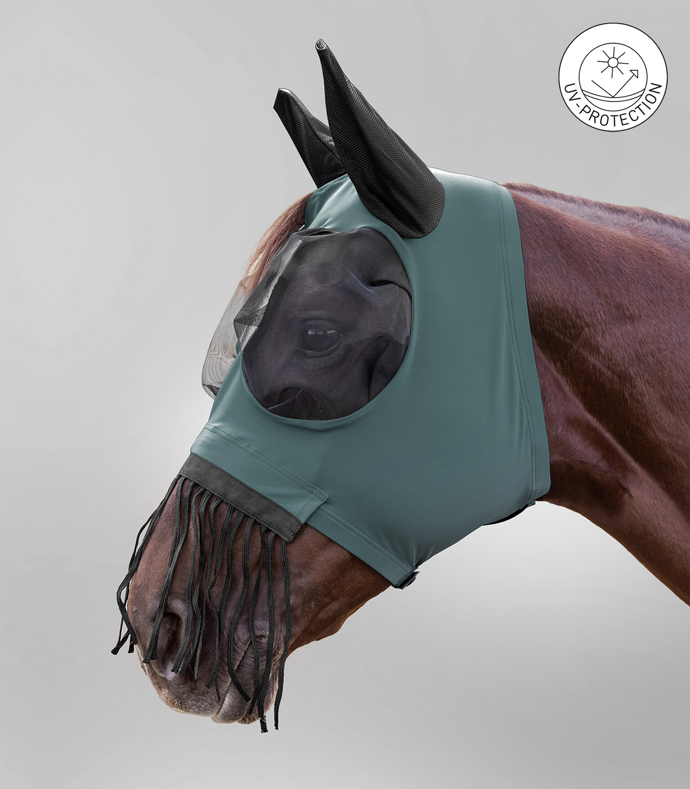 Masque anti-mouches Puck avec franges nasales vert pin
