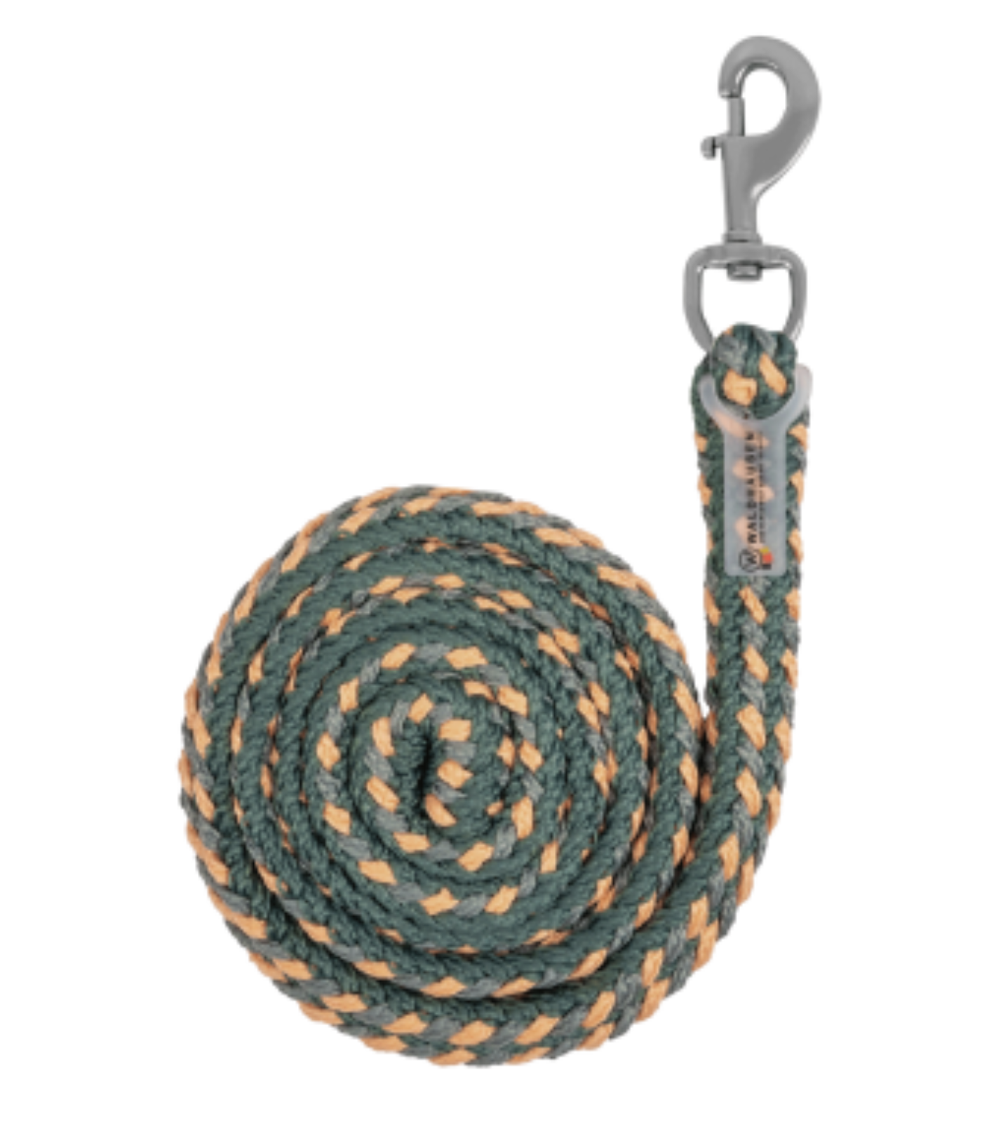 Anbindestrick Plus - Karabinerhaken piniengrün/pfirsich/chromgrau