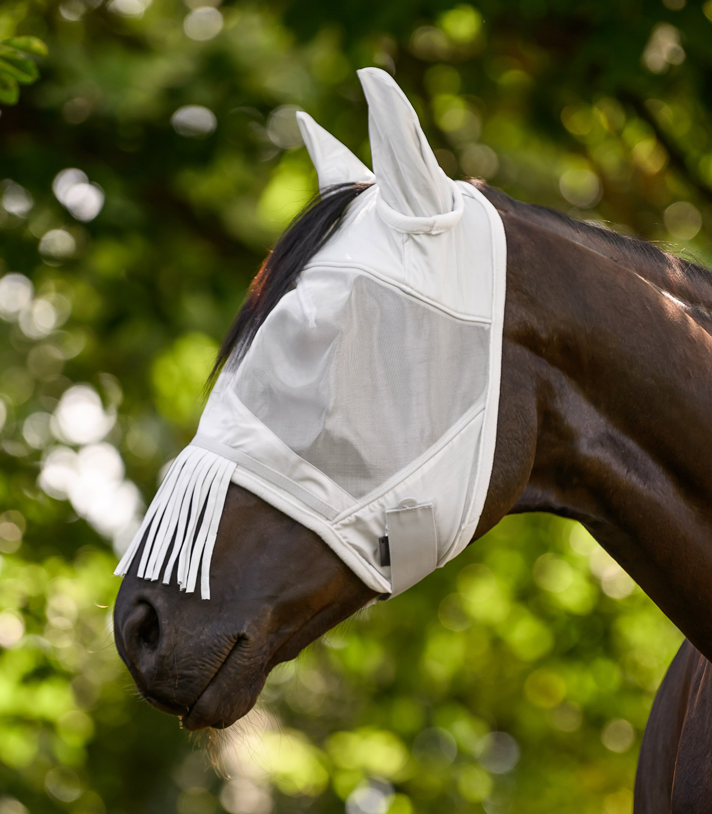 PREMIUM Fliegenmaske mit Ohrenschutz und Nasenfransen